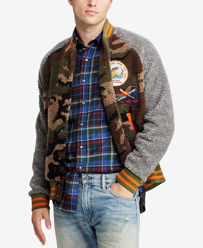 rrl fleece baseball jacket