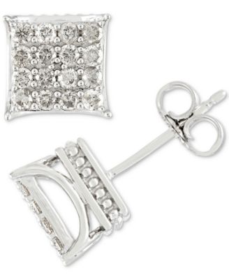 mens white gold diamond stud earrings