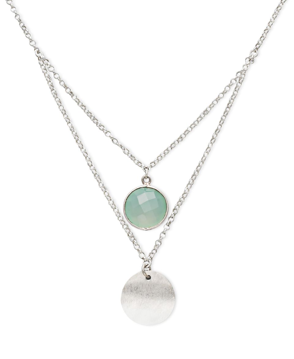 Studio Silver Sterling Silver Necklace, Double Drop Chalcedony Pendant