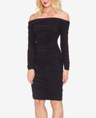 vince camuto beaded cuff ruched jersey dress