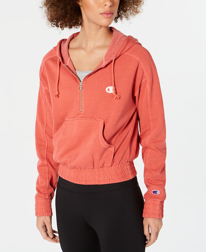 Champion Vintage-Dyed Fleece Half-Zip Hoodie & Reviews - Tops - Women ...