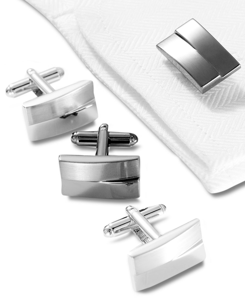 Kenneth Cole Reaction Black & Silver Cufflinks   Mens Belts, Wallets