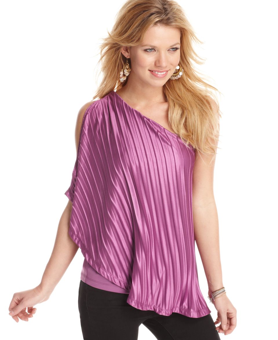 Pretty Rebellious Juniors Top, Sleeveless Pleated Asymmetrical One