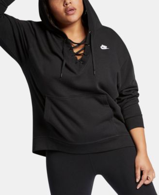 nike lace up hoodie plus size 