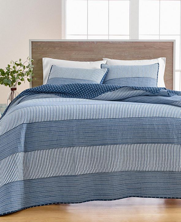 Martha Stewart Collection Nautical Stripe Twin Quilt, Created for Macy