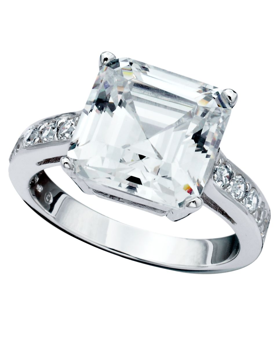 CRISLU Ring, Platinum Over Sterling Silver Three Stone Cubic Zirconia Ring (4 ct. t.w.)   Fashion Jewelry   Jewelry & Watches