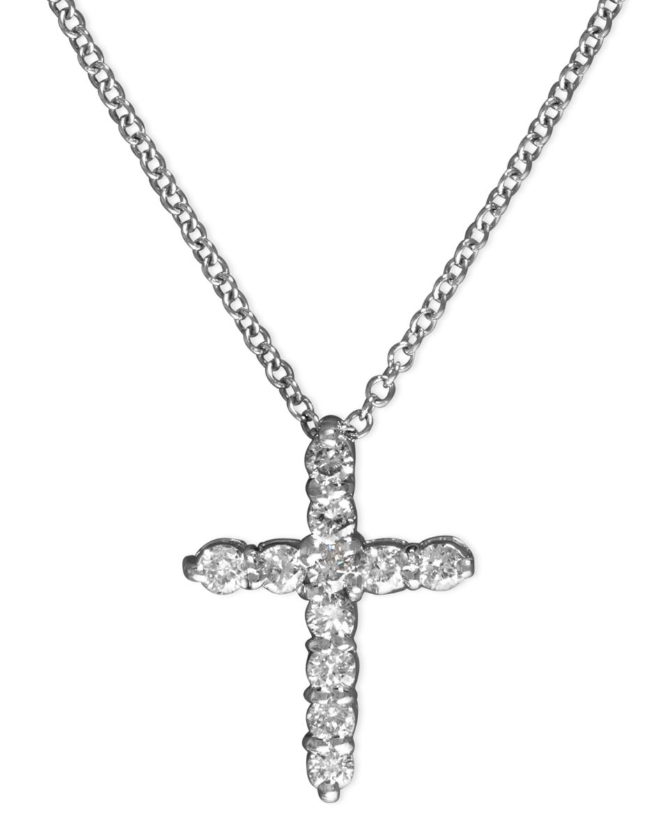 Effy Collection Diamond Necklace, 14k White Gold Diamond Cross Pendant