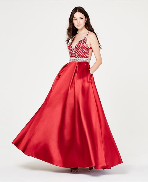 Say Yes To The Prom Juniors Jewel Top Ballgown Created For Macy S Reviews Dresses Women Macy S