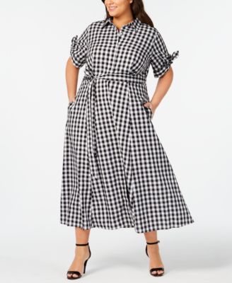 calvin klein gingham midi dress