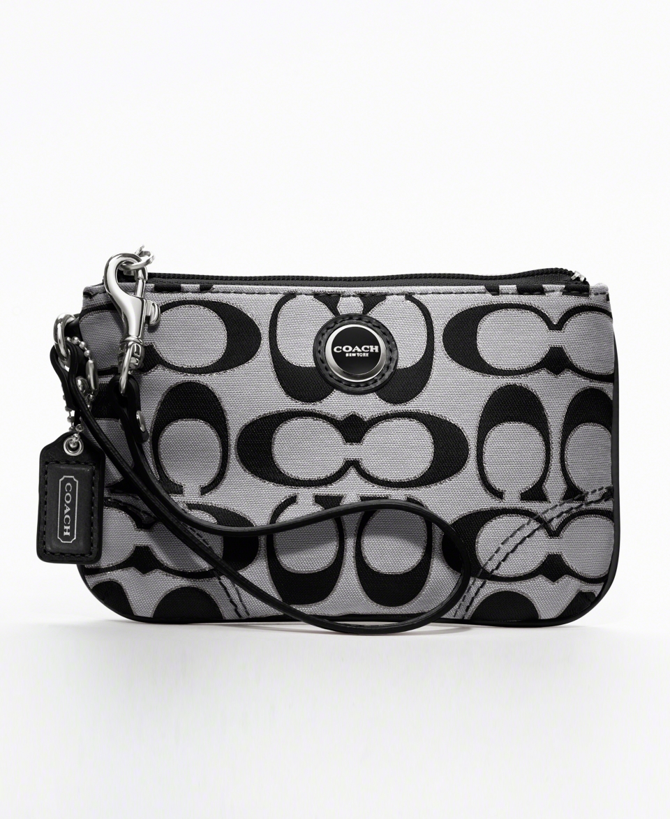 COACH POPPY COACH SIGNATURE SATEEN METALLIC SMALL WRISTLET   COACH 