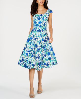 macy's calvin klein fit and flare dress