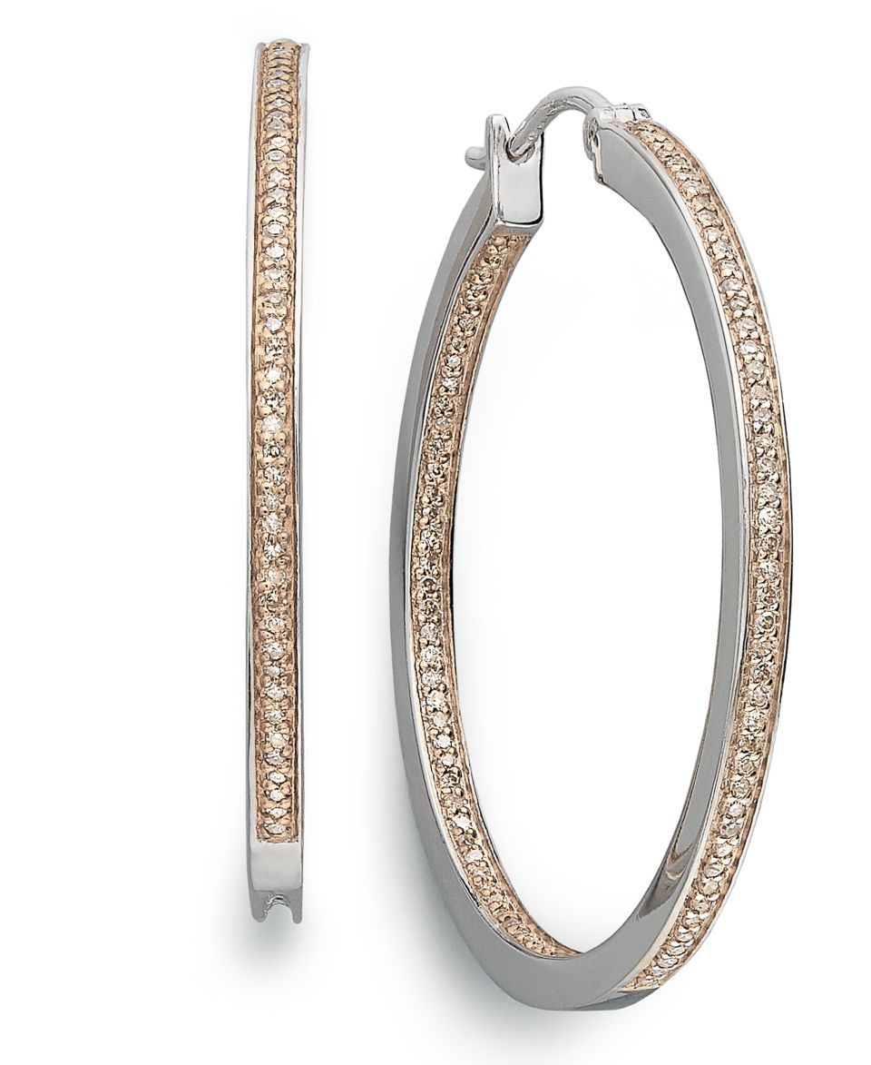 Sterling Silver Earrings, Champagne Diamond Hoop Earrings (1/2 ct. t.w