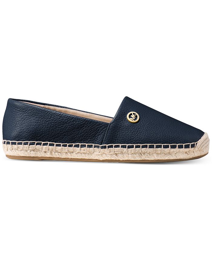 michael kors kendrick slip on black leather espadrille