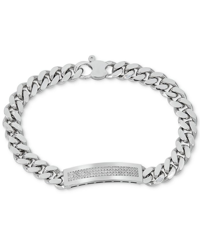 Macy's Men's Diamond (1/2 ct. t.w.) ID Bracelet in Sterling Silver