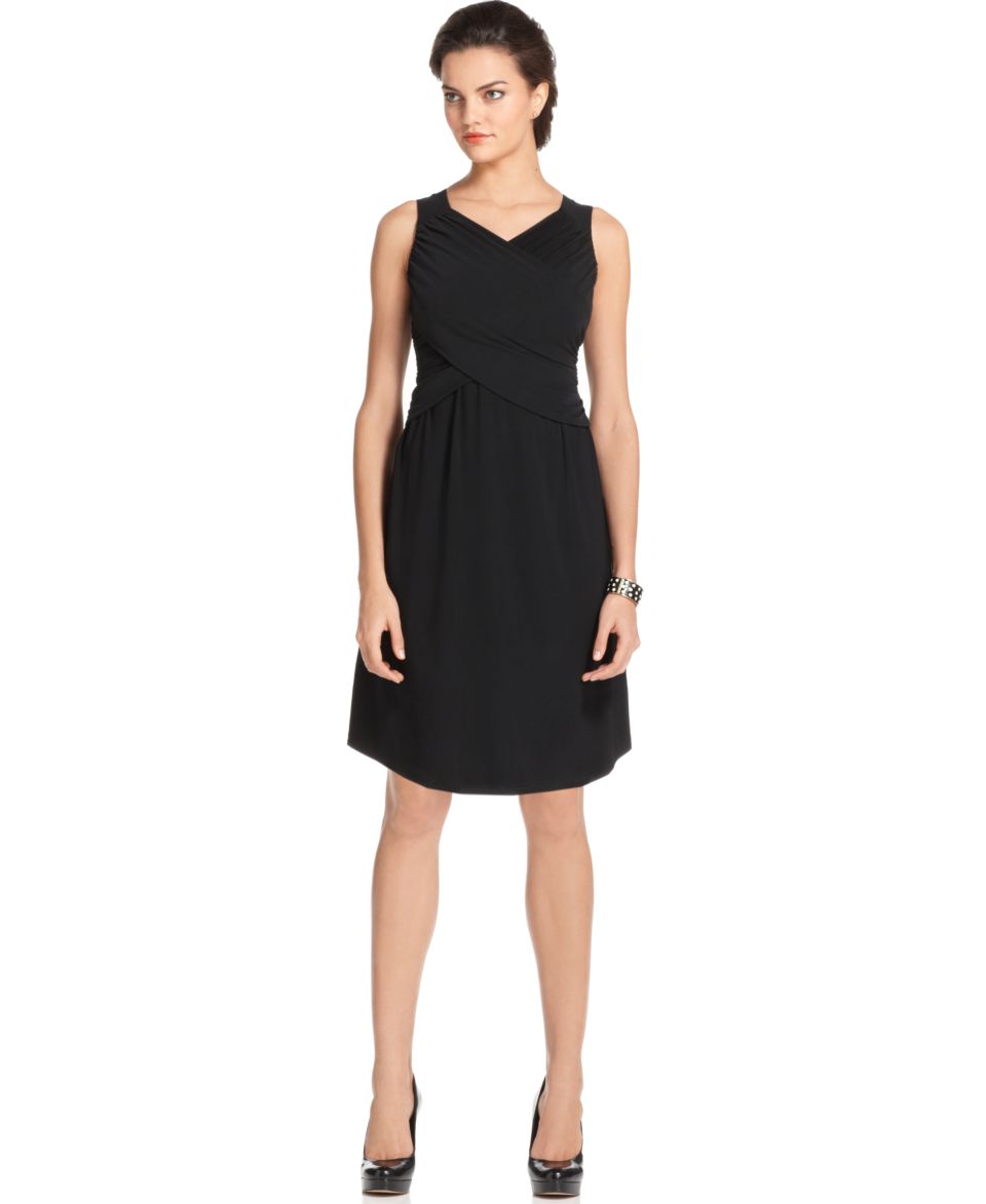 Elementz Petite Dress, B Slim Short Sleeve Ruched Sweetheart Neck