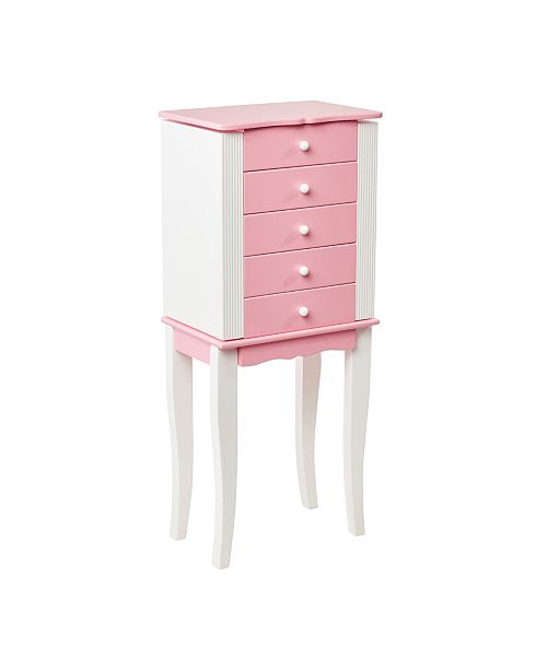 Mele Co Louisa Girl S Pink And White Wooden Jewelry Armoire Reviews Home Macy S