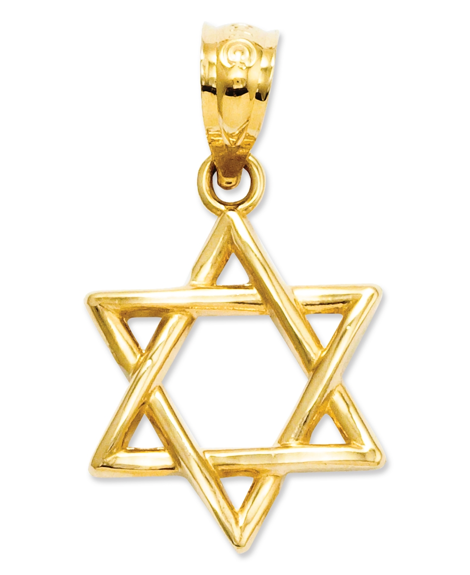 14k Gold Charm, 3D Star of David Charm   Jewelry & Watches