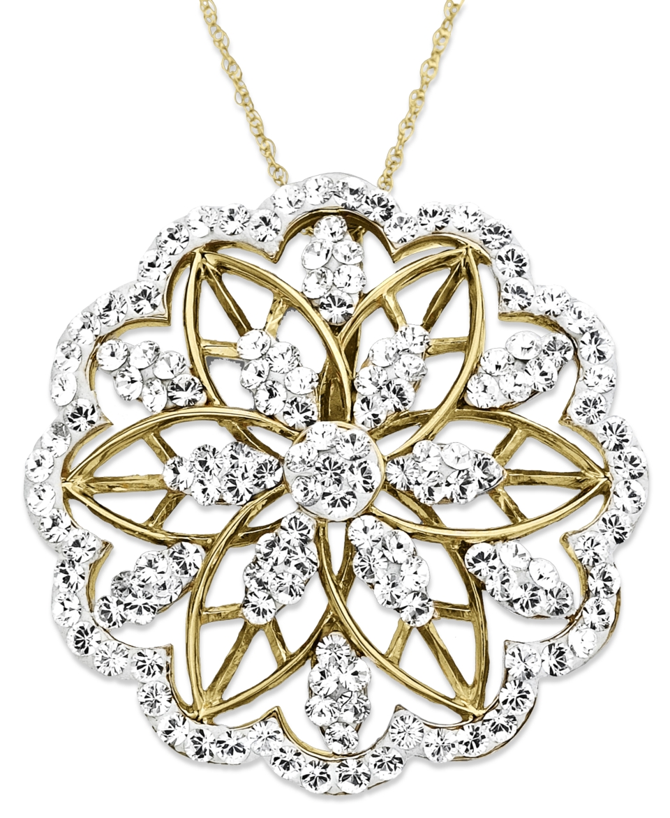 Kaleidoscope 18k Gold Over Sterling Silver Necklace, Crystal Pendant