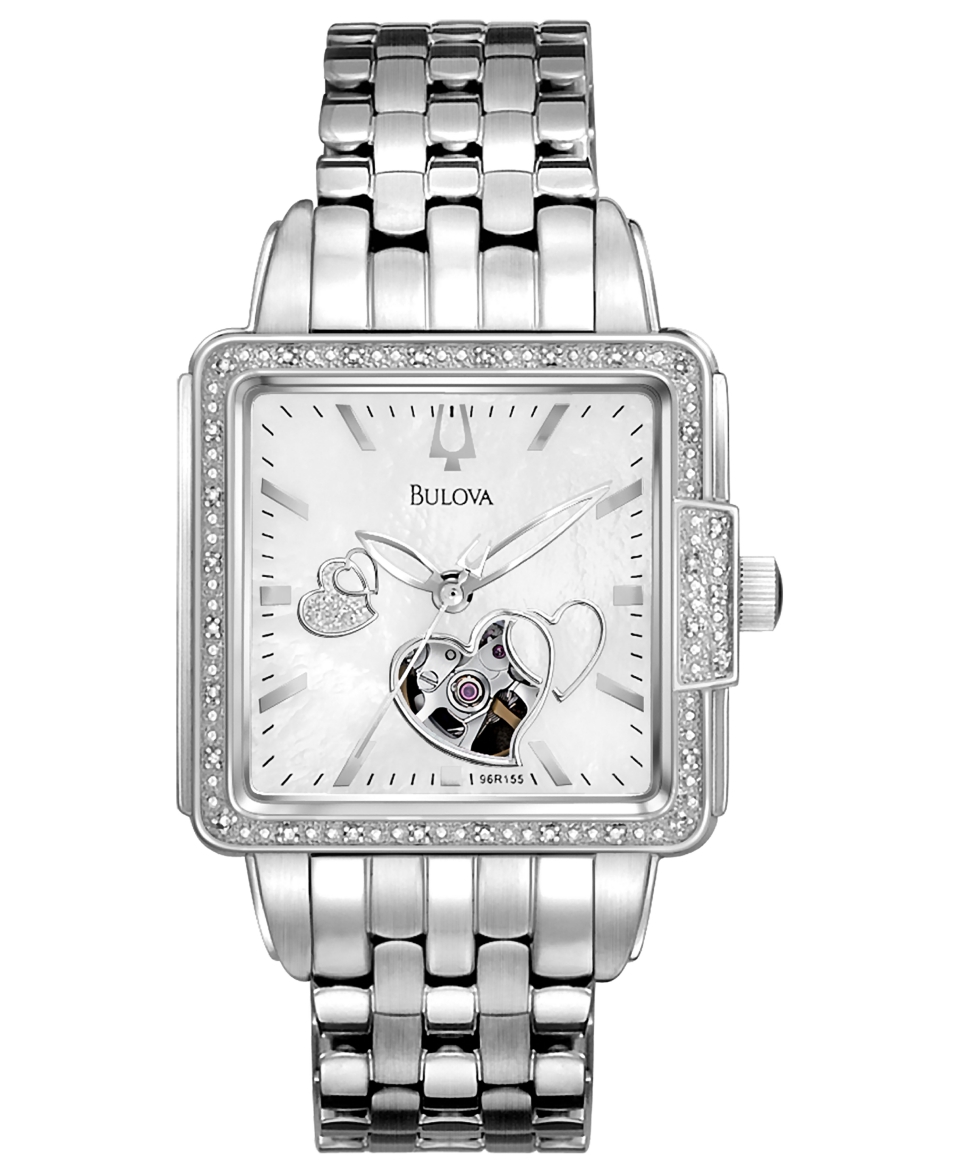 Bulova Watch, Womens Automatic Mechanical Diamond Accent Stainless