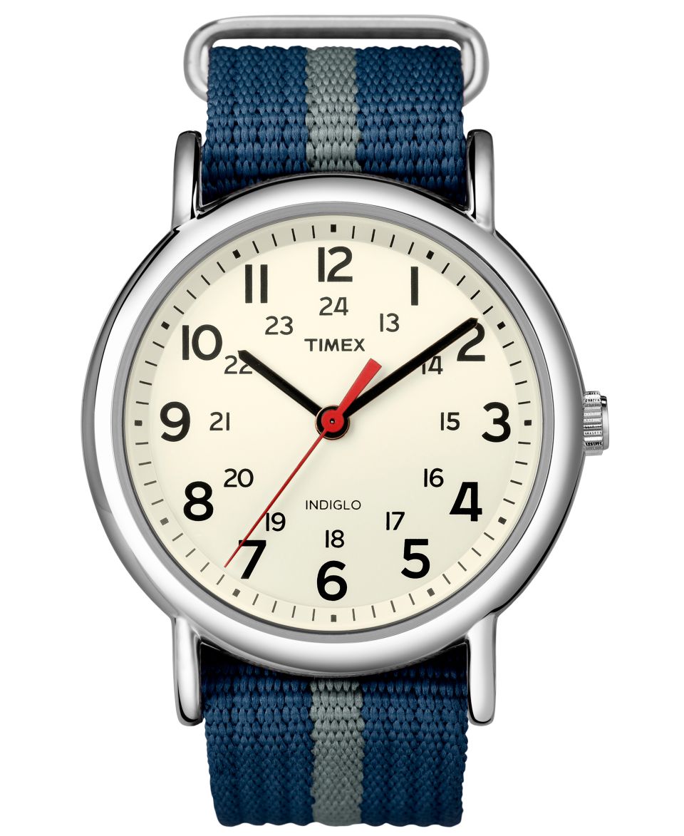 Timex Watch, Weekender Navy and Gray Nylon Slip Through Strap 30mm