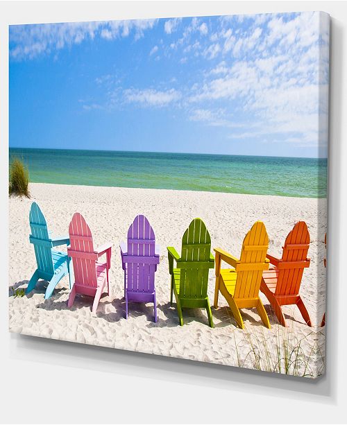 Design Art Designart Adirondack Beach Chairs Seashore Photo Canvas Art Print 40 X 30 Reviews Wall Art Macy S