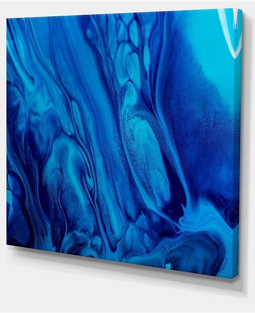 Design Art Designart Dark Blue Abstract Acrylic Paint Mix Abstract Art On  Canvas - 20" X 12" & Reviews - Wall Art - Macy's