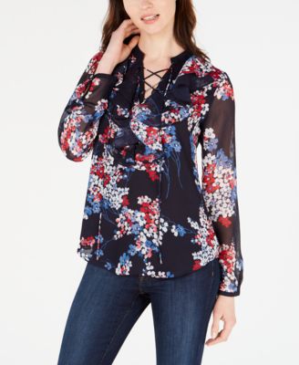 Tommy Hilfiger Printed Ruffled Top 