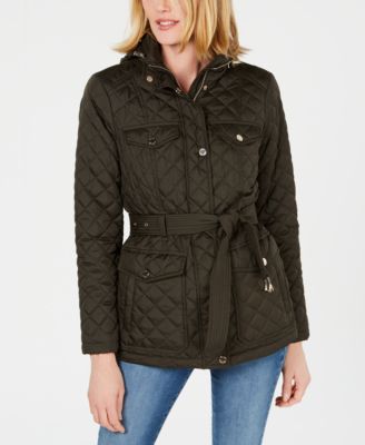 Michael Kors Belted Hooded Quilted 