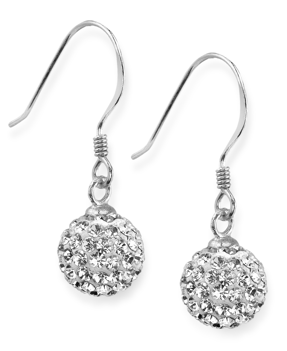 Unwritten Sterling Silver Earrings, Crystal Pave Drop Earrings