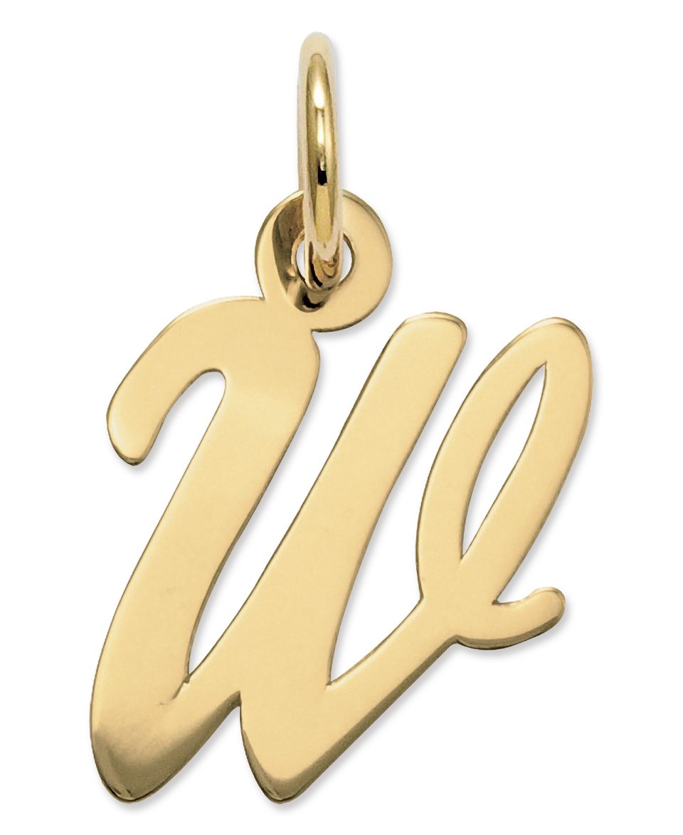 14k Gold Charm, Small Script Initial W Charm