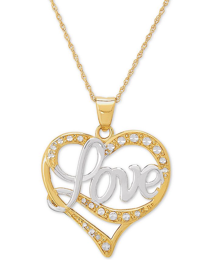 Italian Gold Love Two Tone 18 Pendant Necklace In 14k Gold 14k White Gold Reviews Necklaces Jewelry Watches Macy S