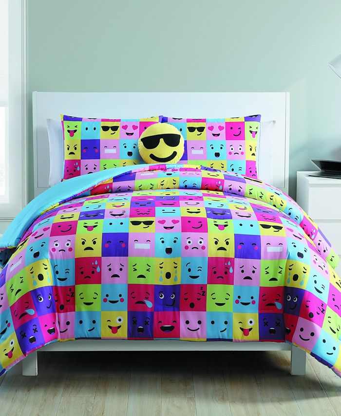 Vcny Home Facey Emoji 4 Piece Comforter Set Full Queen Reviews Bed In A Bag Bed Bath Macy S