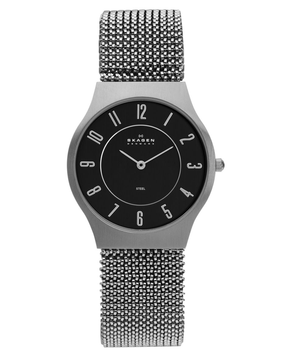 Skagen Denmark Watch, Mens Stainless Steel Stretch Mesh Bracelet 34mm