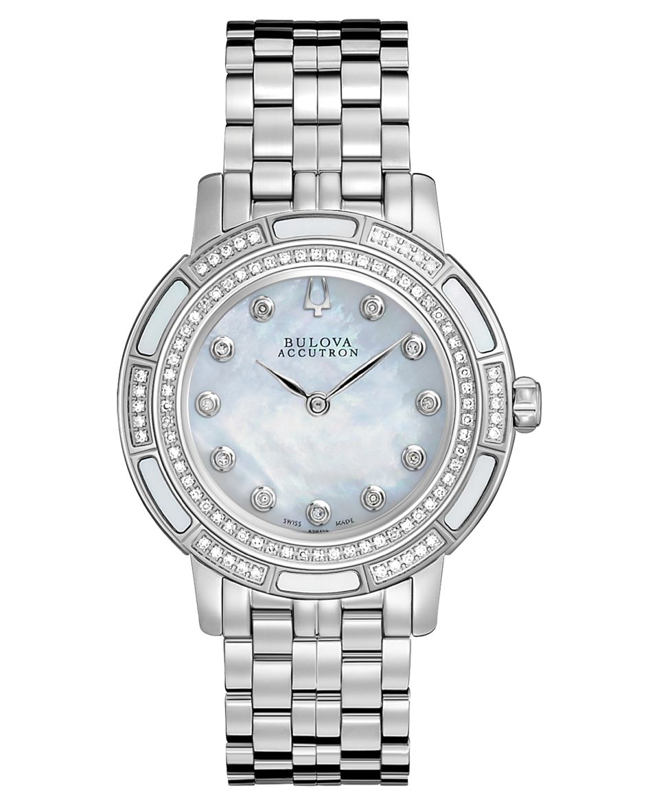 Bulova Accutron Watch, Womens Swiss Pemberton Diamond (1/4 ct. t.w.) Stainless Steel Bracelet 32mm 63R138   Watches   Jewelry & Watches