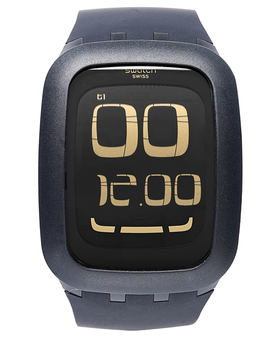 Swatch Watch, Unisex Swiss Digital Touch Screen Black Silicone Strap