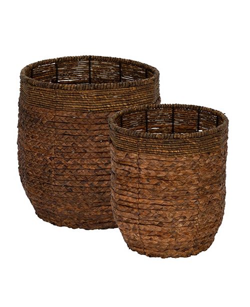 Household Essentials Rimmed Blended Weave Wicker Baskets Set Of 2 Reviews Cleaning Organization Home Macy S
