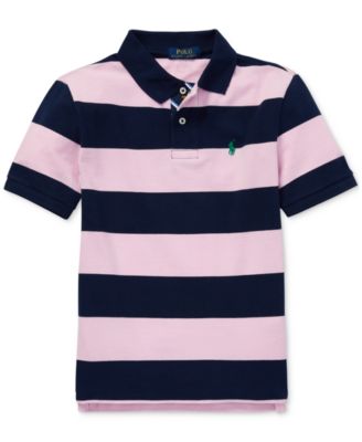 striped cotton mesh polo shirt