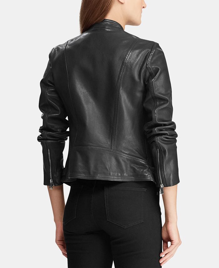 Lauren Ralph Lauren Leather Moto Jacket & Reviews - Jackets & Blazers ...