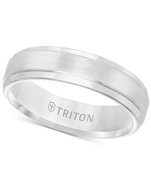 Triton Men S White Tungsten Carbide Ring Comfort Fit Wedding Band 6mm Reviews Rings Jewelry Watches Macy S