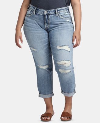 plus size distressed boyfriend jeans