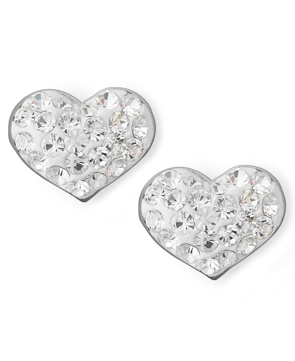 Unwritten Sterling Silver Earrings, Pink Crystal Heart Stud Earrings