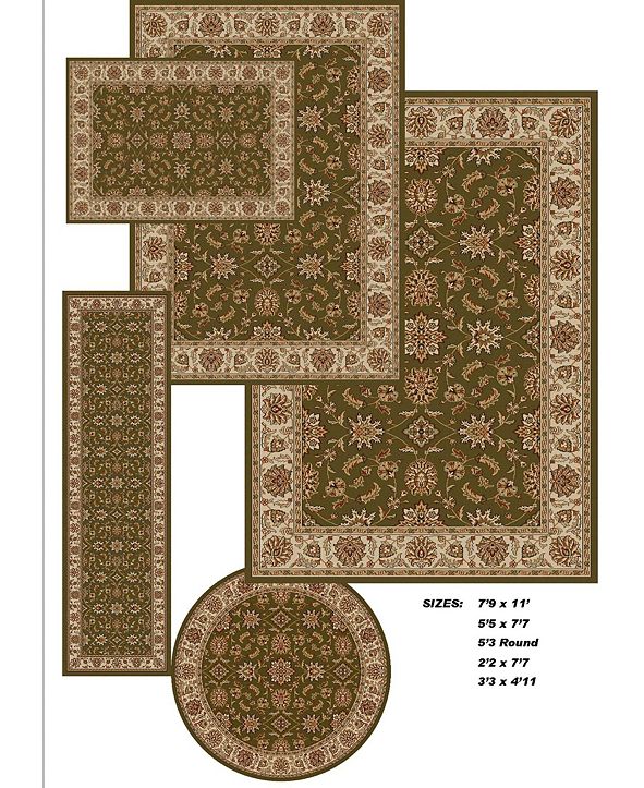 KM Home Area Rug Set, Vienna Collection 5 Piece Set Meshed Sage