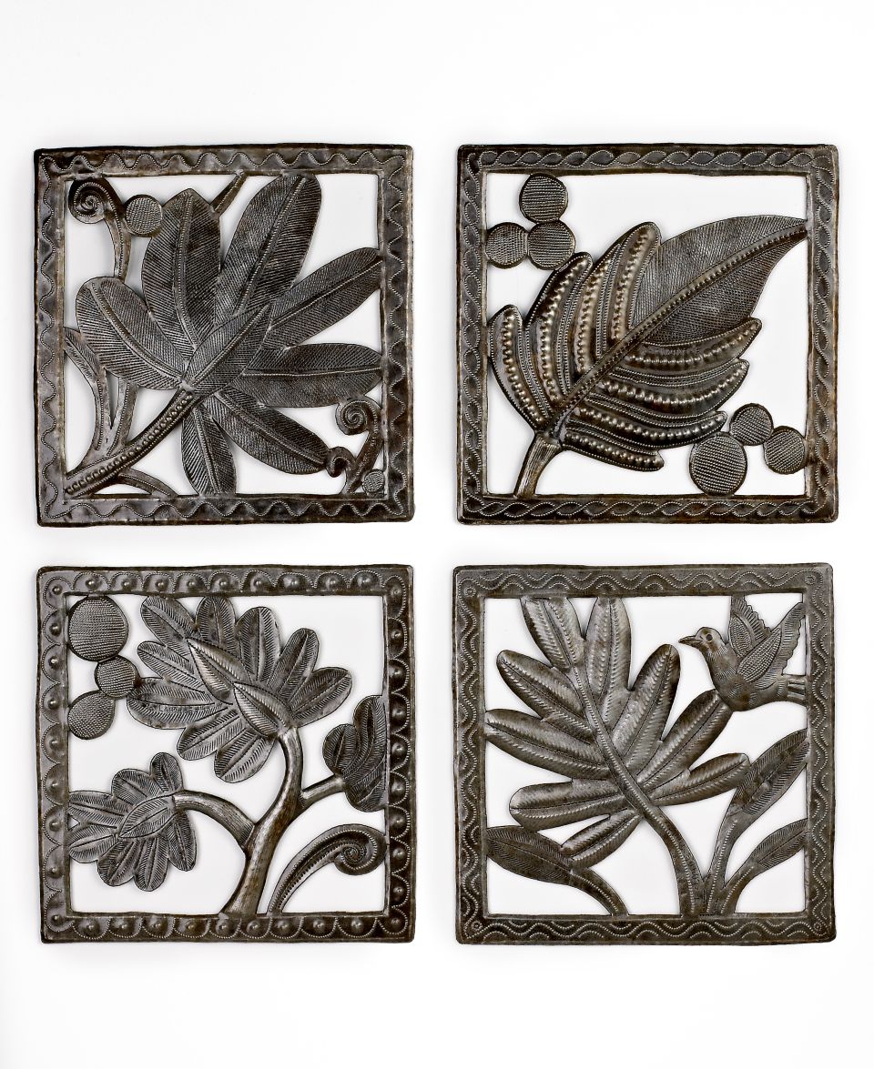 Heart of Haiti Wall Art, Set of 3 Botanical Metal Panels   Collections