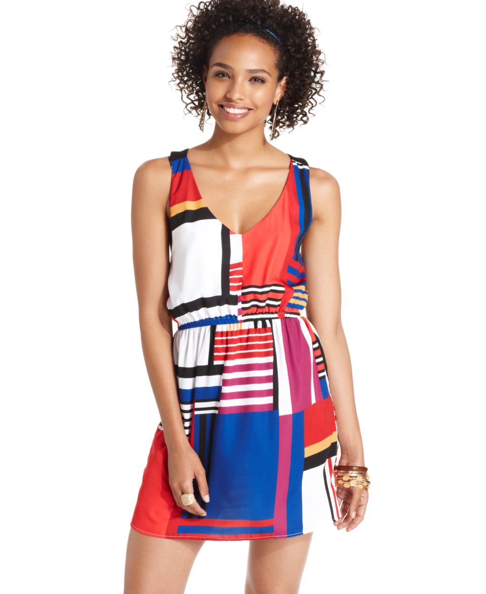 Eyeshadow Juniors Dress, Sleeveless Printed Racerback