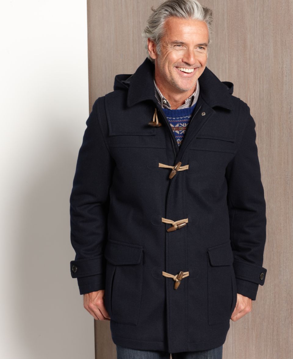 Lauren by Ralph Lauren Coat, Navy Plaid Toggle Overcoat   Mens Coats