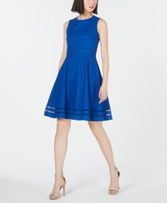 calvin klein eyelet fit and flare dress