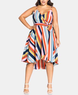 plus size striped wrap dress