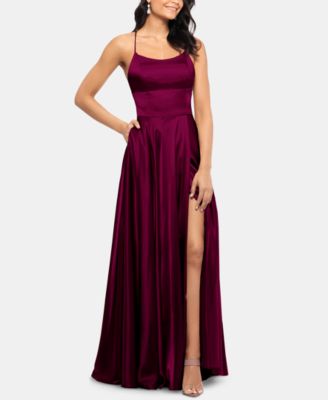 betsy and adam empire waist satin gown