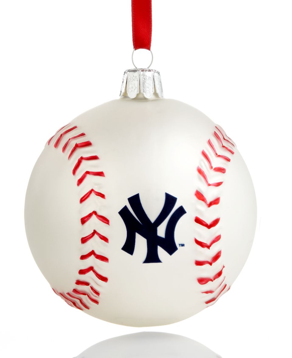 Kurt Adler Christmas Sports Ornament, Yankees Glass MLB Baseball