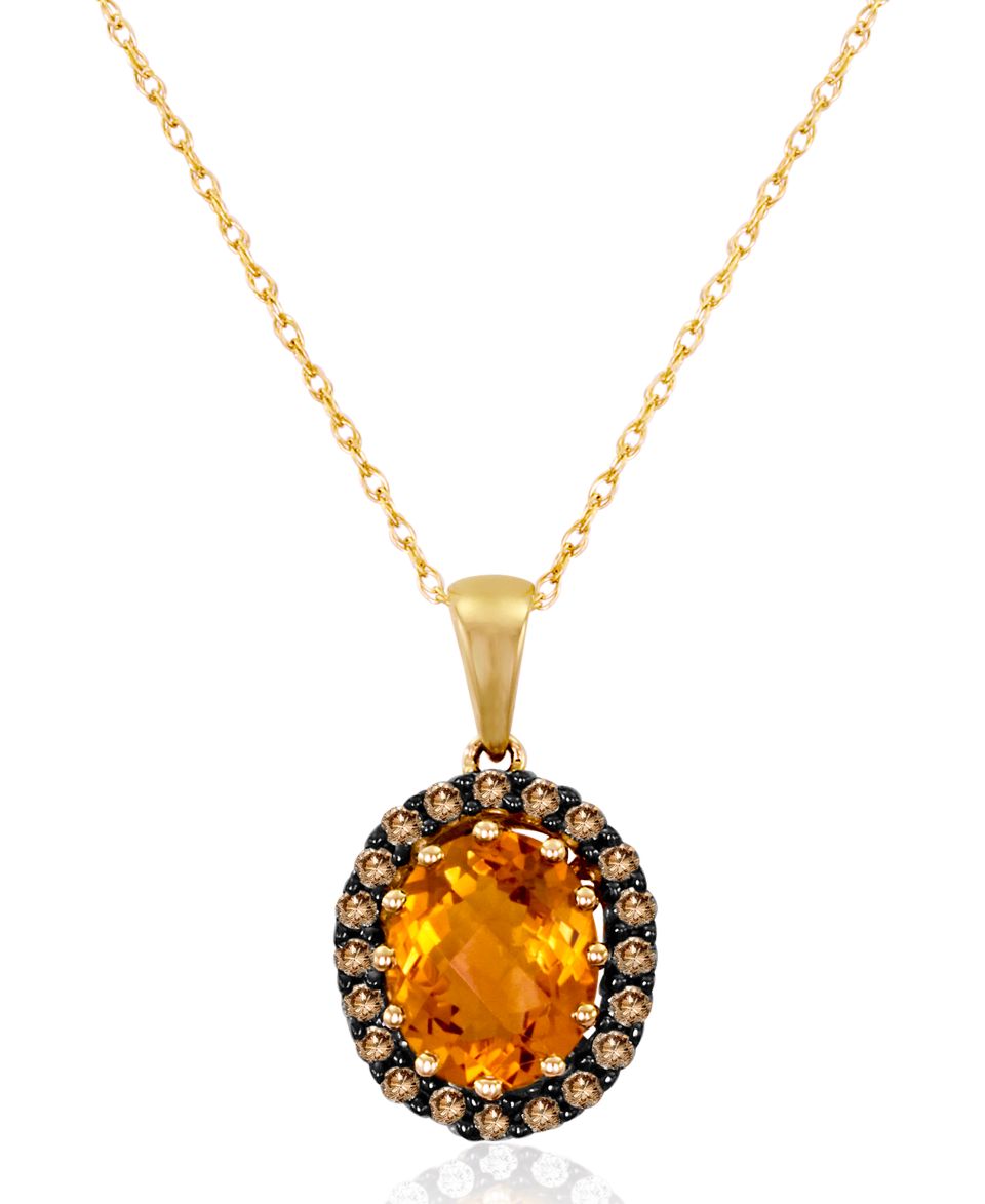 Le Vian 14k Gold Necklace, Citrine (1 3/8 ct. t.w.) and Diamond (1/4